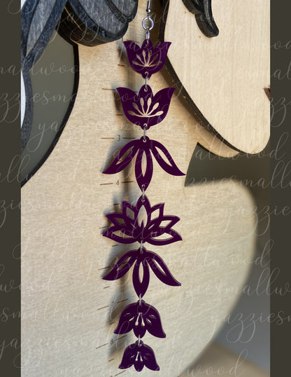 Indigenous lotus and tulip florals XL earrings