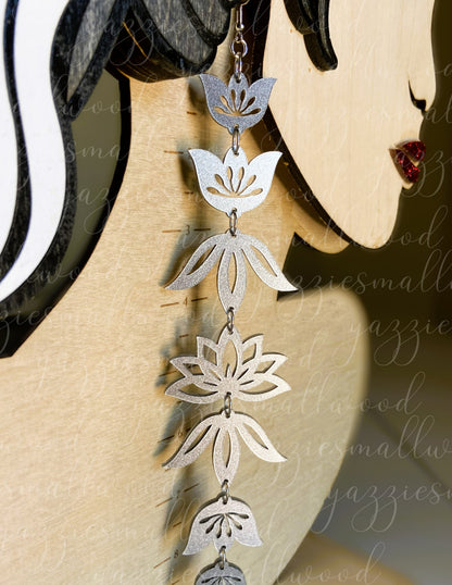 Indigenous lotus and tulip florals XL earrings