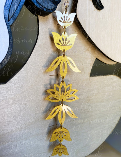 Indigenous lotus and tulip florals XL earrings