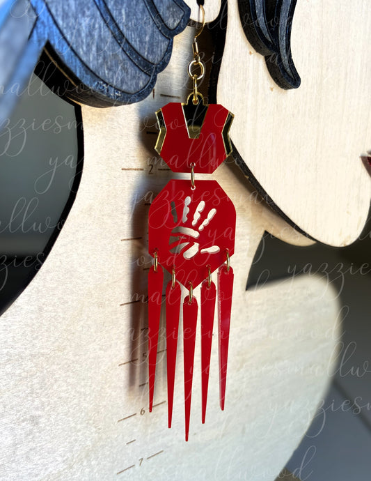 MMIW red dress earrings XL