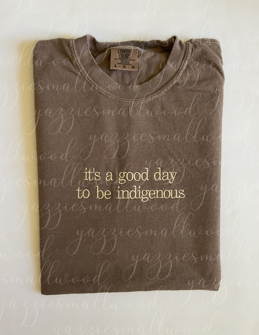 It's a good day to be Indigenous Comfort Colors Tee 1717 in Espresso