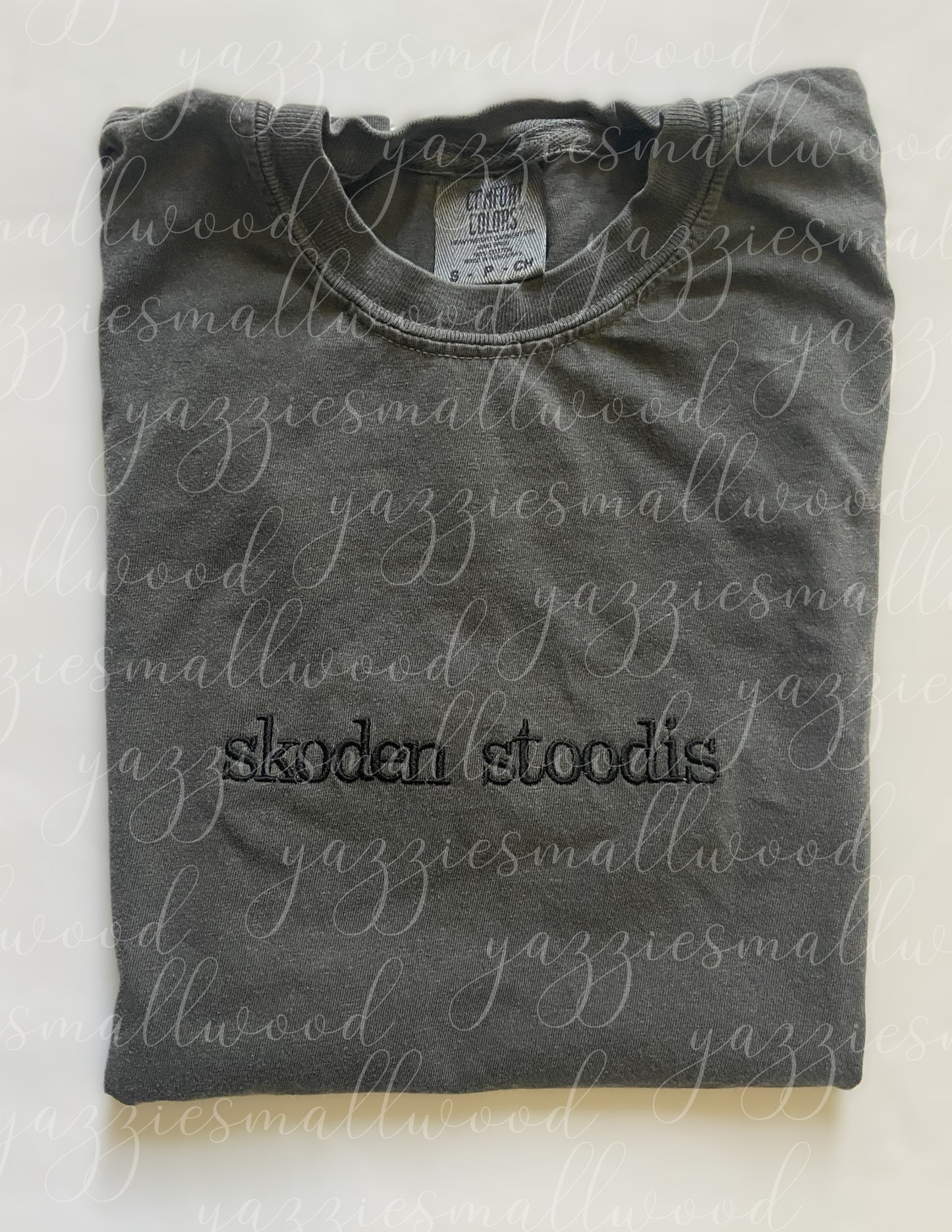 Skoden Stoodis Embroidered in Pepper Comfort Colors 1717 Tee